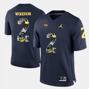 Men Michigan Wolverines #2 Charles Woodson Navy Blue Player Pictorial Jersey 673810-663