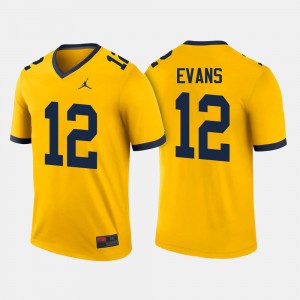 Men University of Michigan #12 Chris Evans Maize College Football Jersey 219068-355