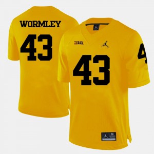 For Men's Michigan #43 Chris Wormley Yellow College Football Jersey 705039-716