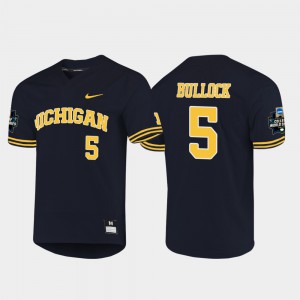 Men's University of Michigan #5 Christan Bullock Navy 2019 NCAA Baseball College World Series Jersey 498625-944