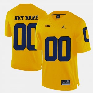 Mens U of M #00 Yellow College Limited Football Custom Jerseys 400618-142