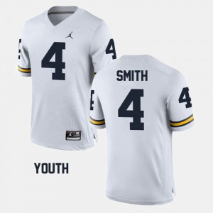 Youth Michigan Wolverines #4 De'Veon Smith White College Football Jersey 483587-120