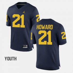 Kids University of Michigan #21 desmond Howard Navy College Football Jersey 842371-412