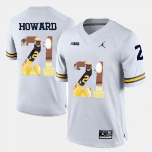 For Men's Michigan #21 Desmond Howard White Player Pictorial Jersey 882684-179