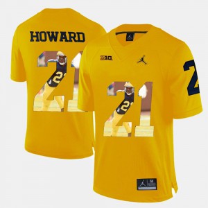 For Men Michigan #21 Desmond Howard Yellow Player Pictorial Jersey 522197-988