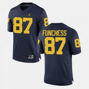 For Men Michigan #87 Dominique Funchess Navy Alumni Football Game Jersey 323890-733