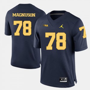 Men's University of Michigan #78 Erik Magnuson Navy Blue College Football Jersey 882421-508