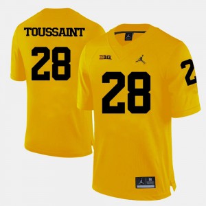 Men's Wolverines #28 Fitzgerald Toussaint Yellow College Football Jersey 222241-579