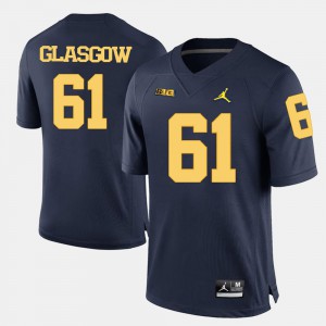 Men Michigan Wolverines #61 Graham Glasgow Navy Blue College Football Jersey 465945-386