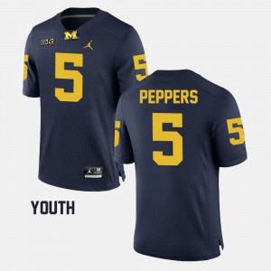 Kids Wolverines #5 Jabrill Peppers Navy Alumni Football Game Jersey 173963-995