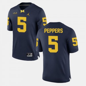 Mens U of M #5 Jabrill Peppers Navy Alumni Football Game Jersey 808357-760