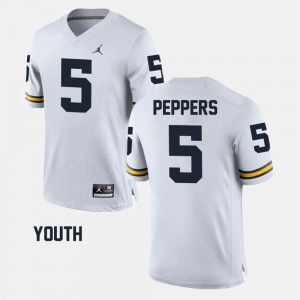 Youth(Kids) Michigan #5 Jabrill Peppers White Alumni Football Game Jersey 541032-613