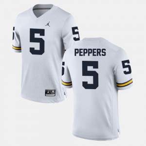 For Men's University of Michigan #5 Jabrill Peppers White Alumni Football Game Jersey 396295-821