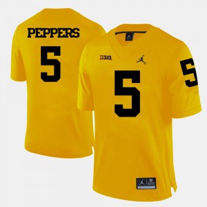 Men's U of M #5 Jabrill Peppers Yellow College Football Jersey 360380-149