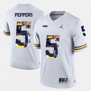 Men's Michigan #5 Jabrill Peppers White Player Pictorial Jersey 254059-812