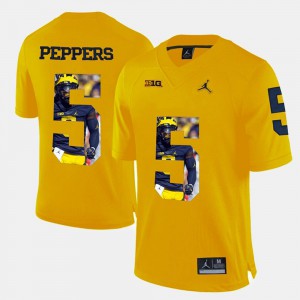 For Men U of M #5 Jabrill Peppers Yellow Player Pictorial Jersey 493551-356