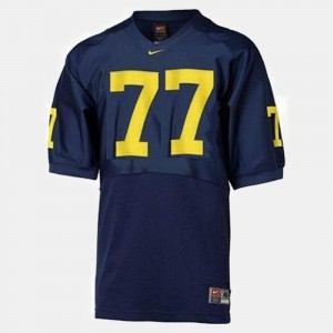 For Men Wolverines #77 Jake Long Blue College Football Jersey 337973-530