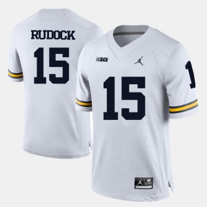 For Men Michigan #15 Jake Rudock White College Football Jersey 494586-519