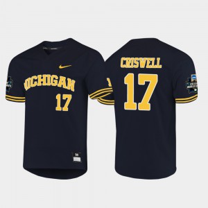 For Men Wolverines #17 Jeff Criswell Navy 2019 NCAA Baseball College World Series Jersey 590382-627