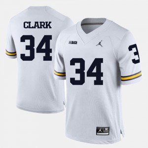 Mens Wolverines #34 Jeremy Clark White College Football Jersey 485032-177