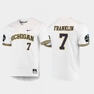 Men Michigan Wolverines #7 Jesse Franklin White 2019 NCAA Baseball College World Series Jersey 811573-206