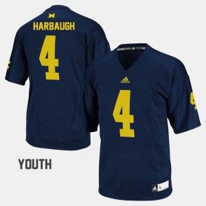 Youth Michigan Wolverines #4 Jim Harbaugh Navy College Football Jersey 788466-303