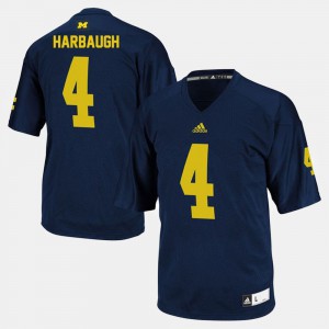 Men Michigan #4 Jim Harbaugh Navy College Football Jersey 358486-934