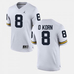 For Men Michigan Wolverines #8 John O'Korn White Alumni Football Game Jersey 518957-203
