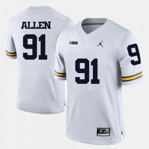 For Men University of Michigan #91 Kenny Allen White College Football Jersey 377407-660