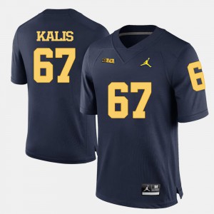 Mens Michigan #67 Kyle Kalis Navy Blue College Football Jersey 795634-748