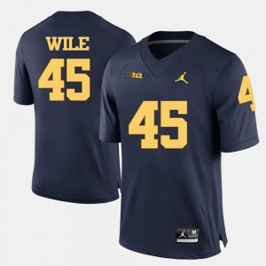For Men's Michigan #45 Matt Wile Navy Blue College Football Jersey 701288-505