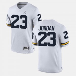 Mens University of Michigan #23 Michael Jordan White Alumni Football Game Jersey 491770-523