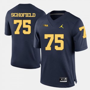 Mens University of Michigan #75 Michael Schofield Navy Blue College Football Jersey 152083-174