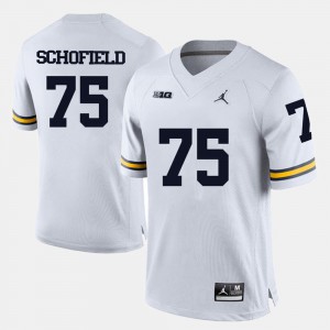 Men University of Michigan #75 Michael Schofield White College Football Jersey 296987-411