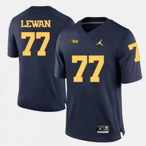 For Men's Michigan #77 Taylor Lewan Navy Blue College Football Jersey 731713-343