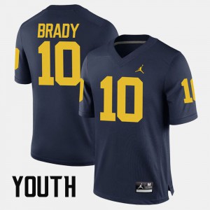 Youth(Kids) Michigan Wolverines #10 Tom Brady Navy Alumni Football Game Jersey 960781-942