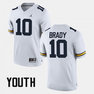 Youth(Kids) U of M #10 Tom Brady White Alumni Football Game Jersey 704559-934