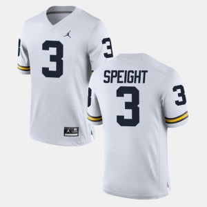 For Men's Wolverines #3 Wilton Speight White Alumni Football Game Jersey 933689-130