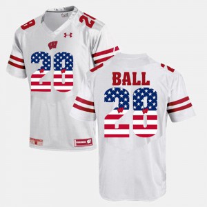 Men's Wisconsin Badgers #28 Montee Ball White US Flag Fashion Jersey 875308-482