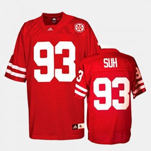 For Men's Cornhuskers #93 Ndamukong Suh Red College Football Jersey 986457-497