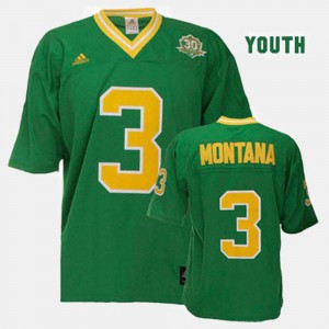 Youth University of Notre Dame #3 Joe Montana Green College Football Jersey 495724-440