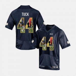 For Men's Notre Dame Fighting Irish #44 Justin Tuck Navy Player Pictorial Jersey 797535-675