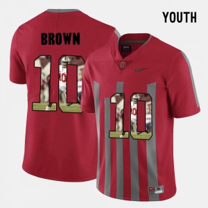 Youth(Kids) Ohio State #10 CaCorey Brown Red Pictorial Fashion Jersey 928625-291