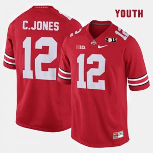 Youth(Kids) Buckeye #12 Cardale Jones Red College Football Jersey 970204-597