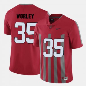 Men Ohio State Buckeye #35 Chris Worley Red College Football Jersey 583140-737