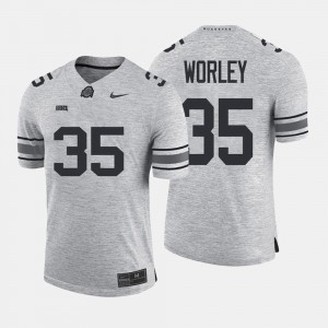 For Men's OSU Buckeyes #35 Chris Worley Gray Gridiron Gray Limited Gridiron Limited Jersey 465425-988