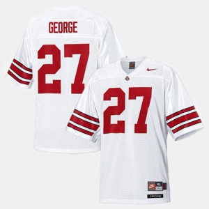 For Men's Buckeye #27 Eddie George White College Football Jersey 645127-294