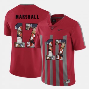 Mens OSU Buckeyes #17 Jalin Marshall Red Pictorial Fashion Jersey 366555-475
