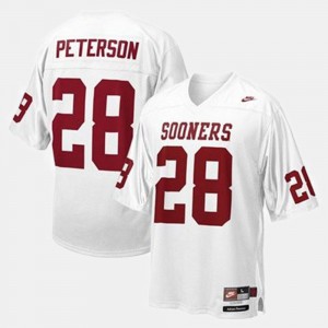 For Men Oklahoma #28 Adrian Peterson White College Football Jersey 580564-914