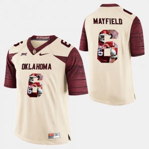 For Men Sooners #6 Baker Mayfield White Player Pictorial Jersey 936831-555